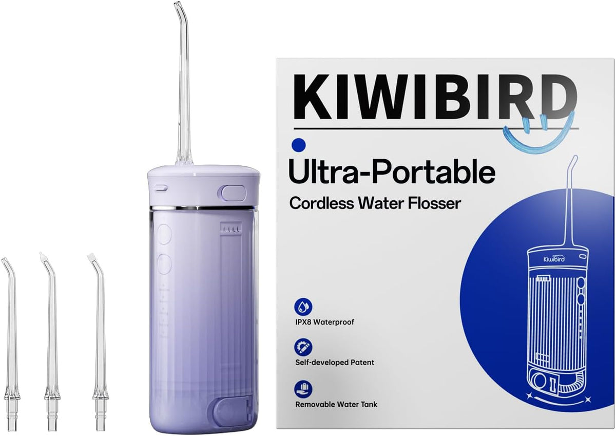 KIWIBIRD Mini Water Flosser for Travel, Ultra-Portable Cordless Oral Irrigator