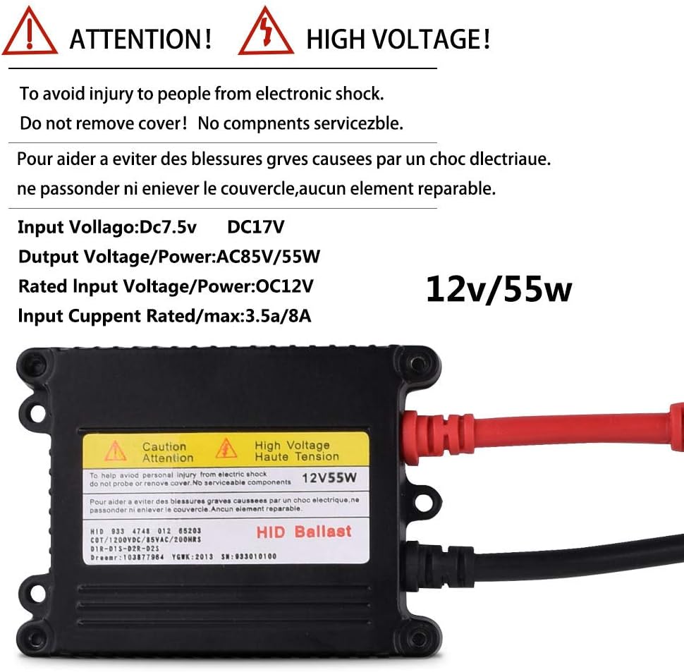 12V 55W HID Ballast, 2PCS Super Slim Universal Xenon Headlight Kit | Fast Start Digital Ballast for H1/H3/H4/H7/H8/H11/H13/9003/9005/9006/9007, Plug & Play Installation