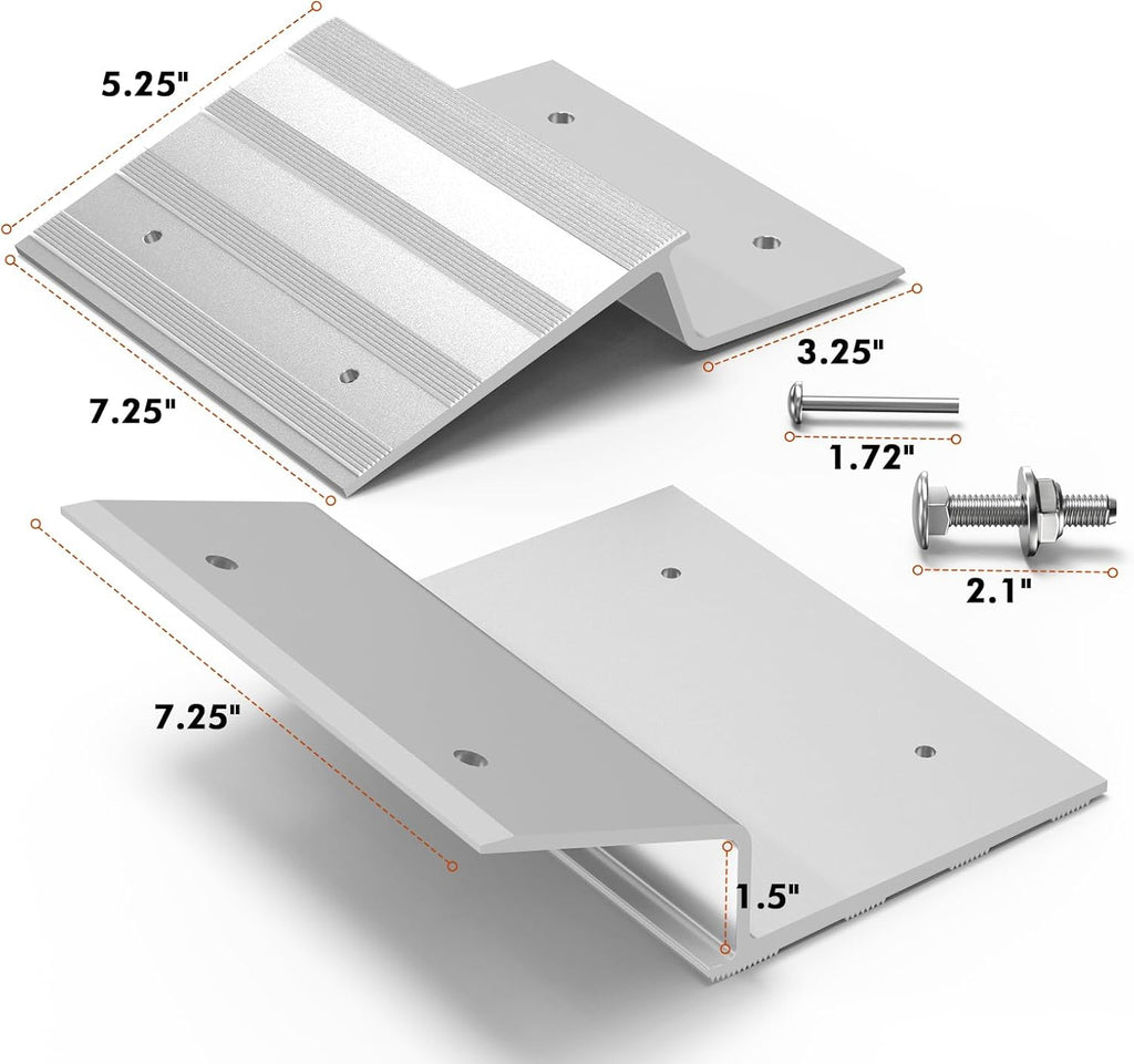 Salcod Aluminum Ramp Top Kit, 2"× 8" Heavy Duty Loading Ramp Ends for Truck, Motorcycle, Lawn Mower, and ATV, 700 lbs Capacity Per Ramp