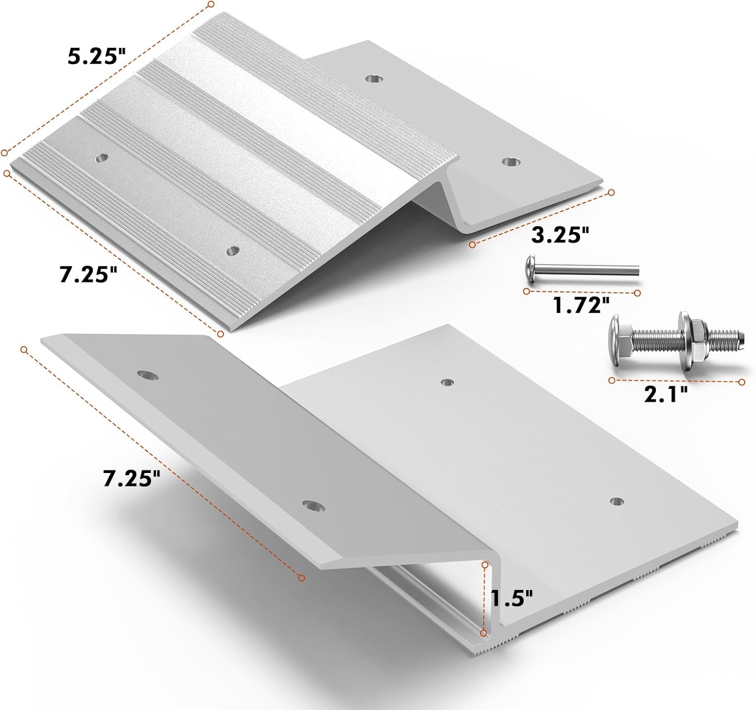 Salcod Aluminum Ramp Top Kit, 2"× 8" Heavy Duty Loading Ramp Ends for Truck, Motorcycle, Lawn Mower, and ATV, 700 lbs Capacity Per Ramp