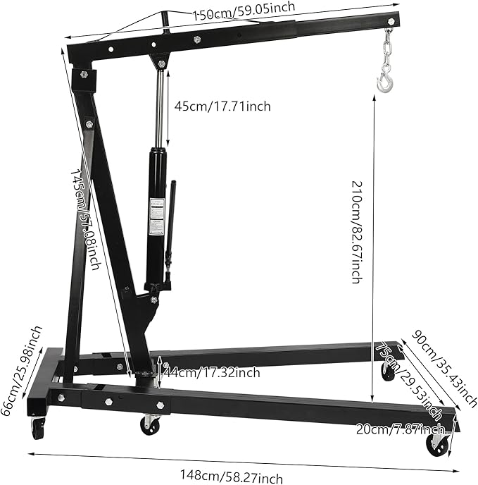 LOYALHEARTDY 2 Ton Hydraulic Engine Hoist, Folding Engine Lift - Image 7