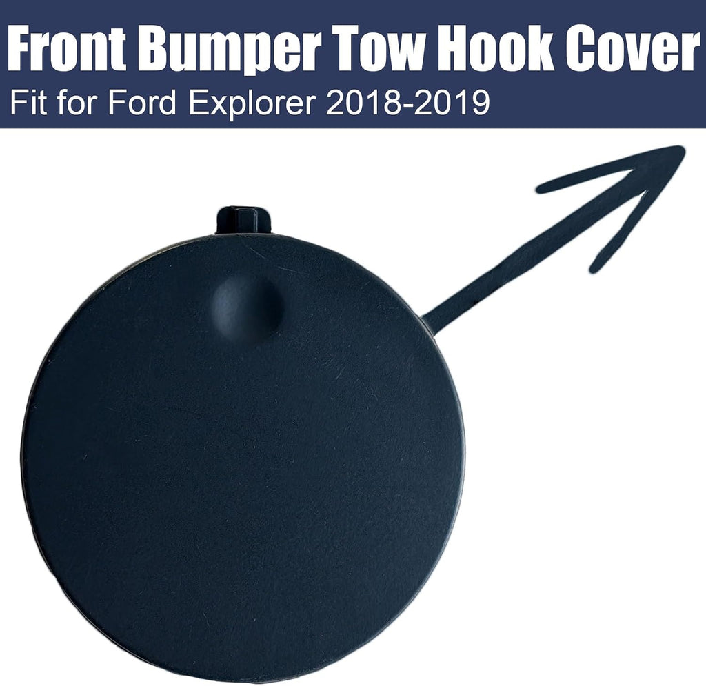 Front Bumper Tow Hook Cover Cap Tow Eye Cap Fit for Ford Explorer 2018-2019, JB5Z-17A900-AB, Unpainted, 1PC