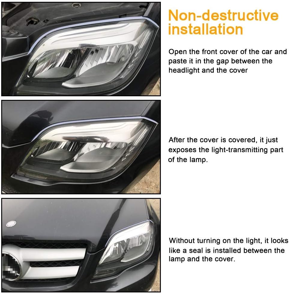 Car LED Strip Lights, 2 Pcs 24 Inch Flexible Headlight Strips DRL Light Tube, Dual Color White and Amber Daytime Running Lights Waterproof Neon Turn Signal Bulb Sequential Switchback