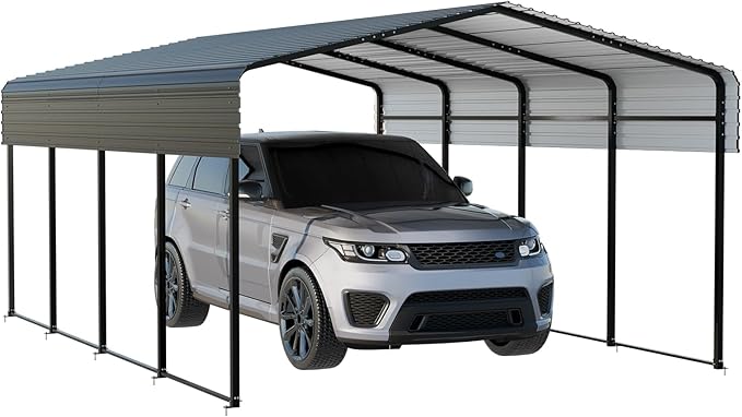 Metal Carport 13 x 20 FT with Heavy Duty Frame & Galvanized Steel Roof by NUGRIART