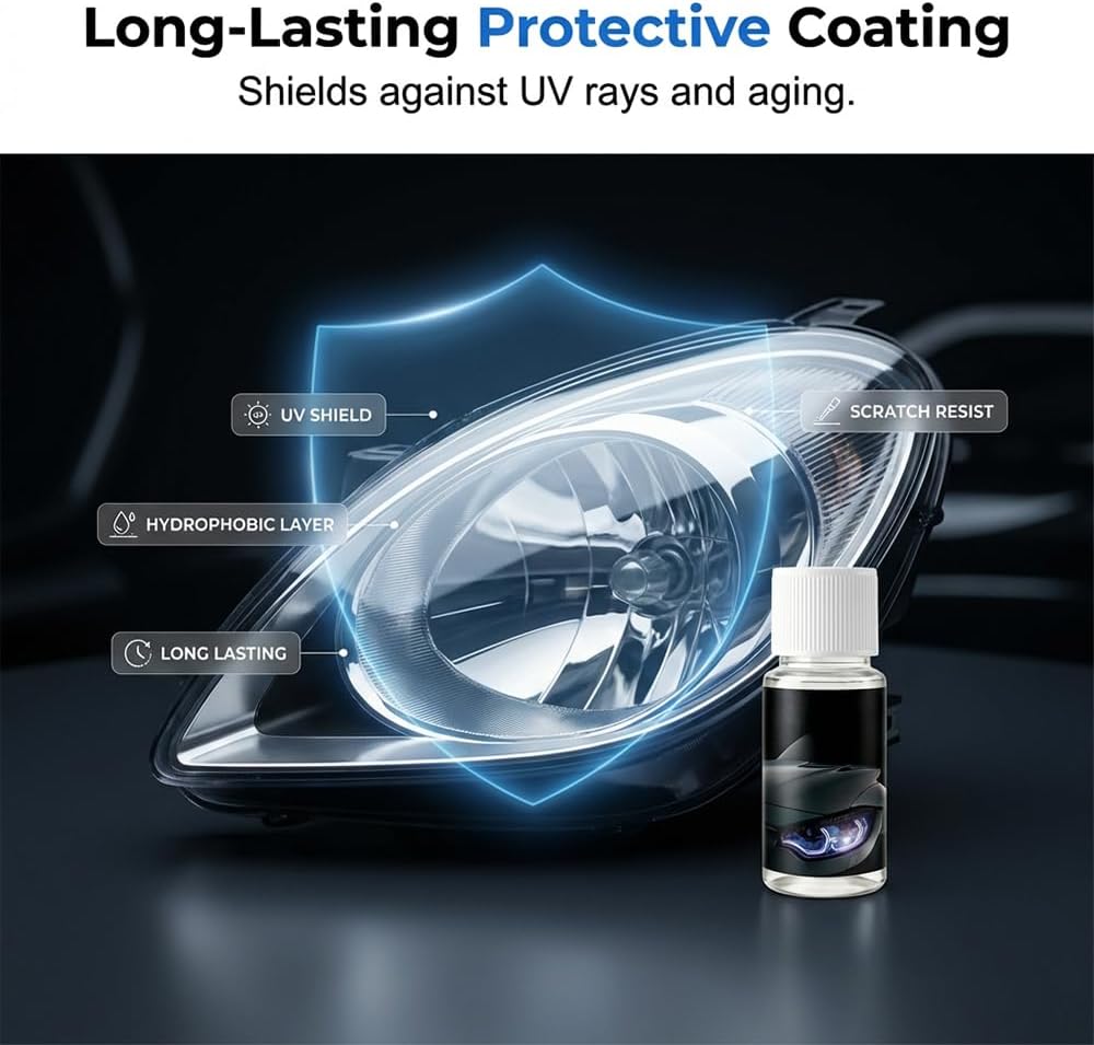 Automotive Headlight Restoration Kit, Headlight Restoration Polish for Oxidized, Yellowed Headlamps Refurbishing Fluid Restores Clarity & Brightness for All Vehicle Types (1pc, 100ml)