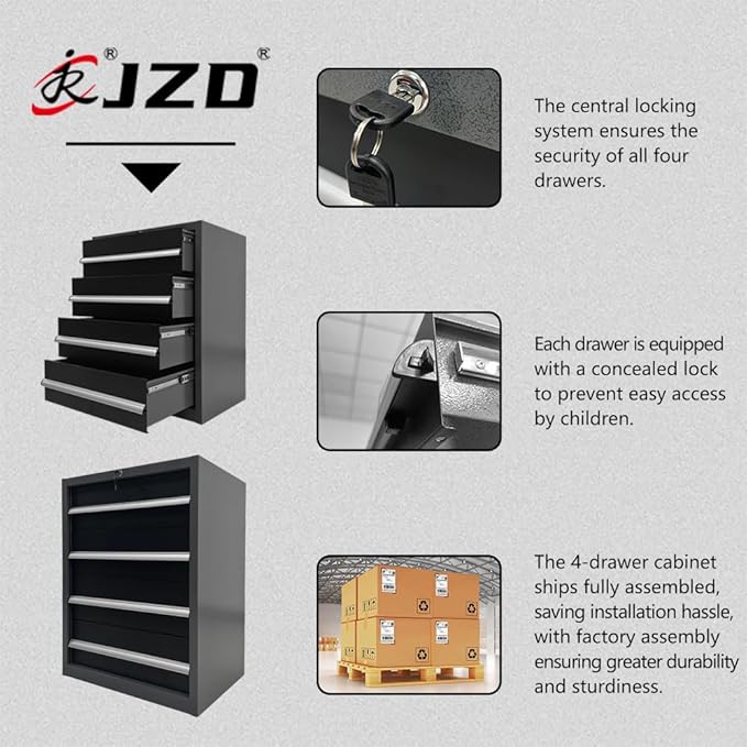 JZD Garage Storage Workbench Cabinet Set System, Heavy Duty, Tool Cabinets - Image 7