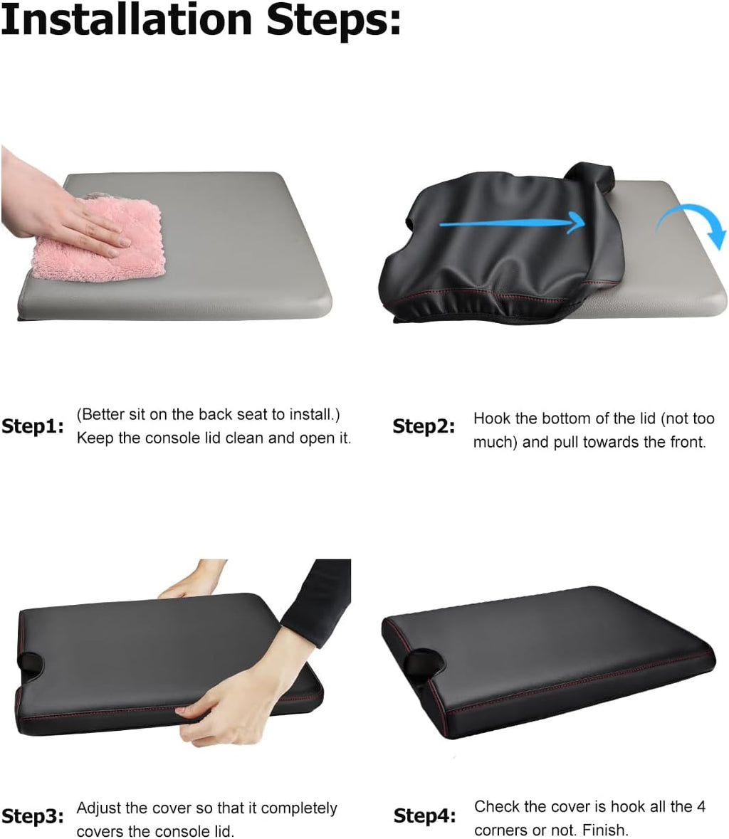 INTGET Center Console Armrest Cover for 2026 Ford F150 Accessories 2015-2023 2024 2025/for F250 F350 F450 F550 2017-2026 40/20/40 Jump Seat Car Arm Rest Lid Seat(black stitches, 2015-2026 Jump Seat)