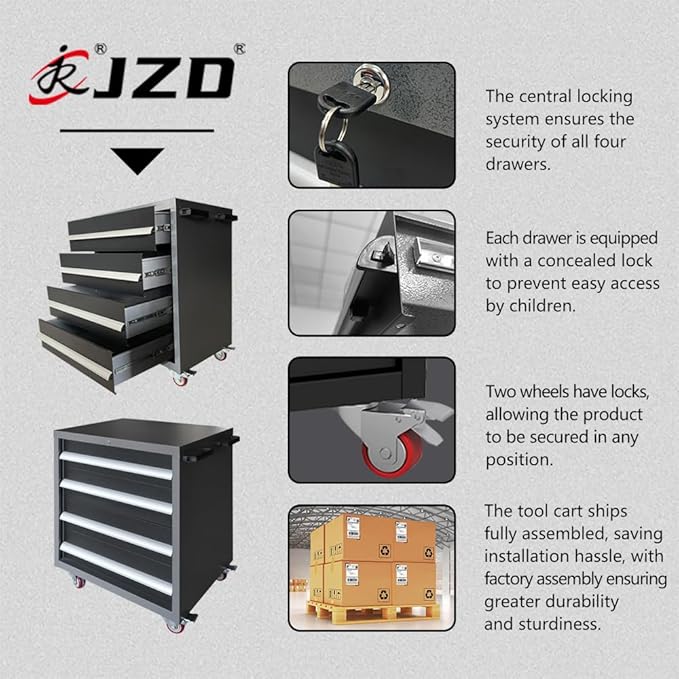 JZD Heavy Duty Metal Garage Shop Tool Storage Cabinet System, No Wall Mounting - Image 6