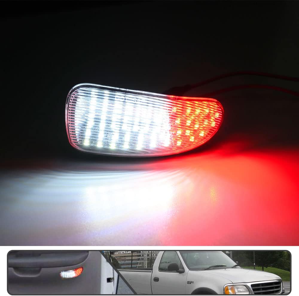2Pcs F150 LED Courtesy Door Lights for Ford F150 1997-2003, F150 SVT Lightning 1999-2002, F250 Light Duty 1997-1999 Red& White LED Side Door Panel Light Door Interior Light Step Lights Clear Lens