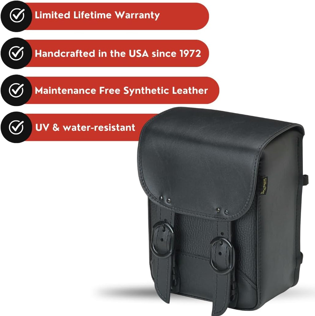 Dowco Willie & Max 59591-00 Black Jack Series: Synthetic Leather Motorcycle Sissy Bar Bag, Black, Universal Fit, 8in.W x 10in.H x 4.5in.D