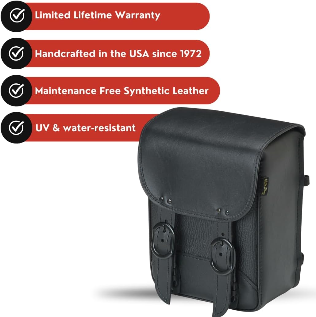 Dowco Willie & Max 59591-00 Black Jack Series: Synthetic Leather Motorcycle Sissy Bar Bag, Black, Universal Fit, 8in.W x 10in.H x 4.5in.D