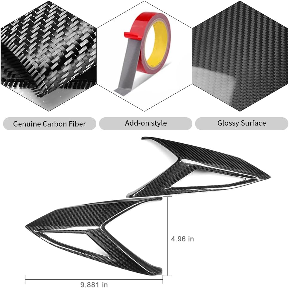 Jogon Carbon Fiber Tail Light Lamp Trim Cover for Corvette C8 Z06 Z51 ZR1 Convertible Coupe 2020 2021 2022 2023 2024 2025, Rear Light Guards Protector (Glossy CF)
