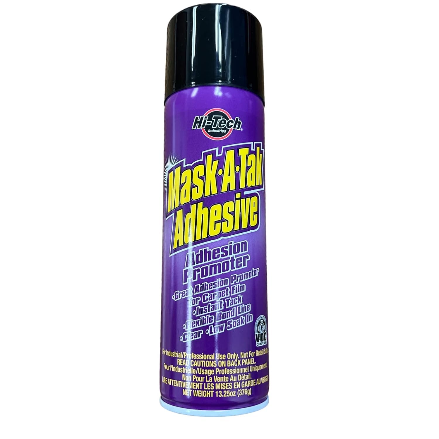 HI-TECH Mask-A-Tak Adhesive Promoter Spray – Instant Tack Bonding for Carpet Film, Clear Low-Soak Formula for Auto Interior Protection – 14 oz Aerosol