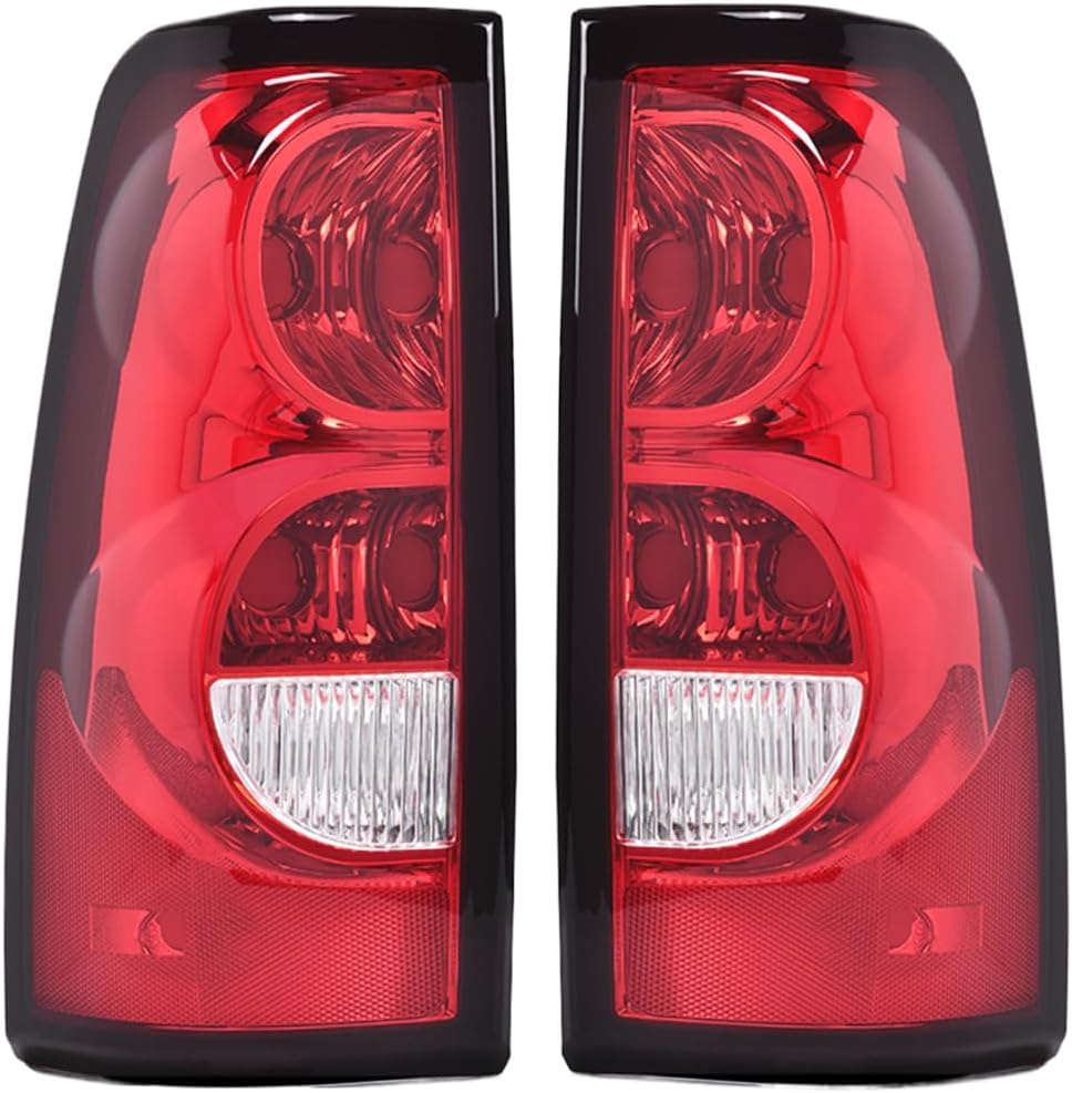 PIT66 Tail Lights Fit 2003 2004 2005 2006 Chevy Silverado | Fit 2003-2006 Chevy Silverado Rear Light Lamp Assembly Driver And Passenger Side Red Clear Lens GM2800174, GM2801174