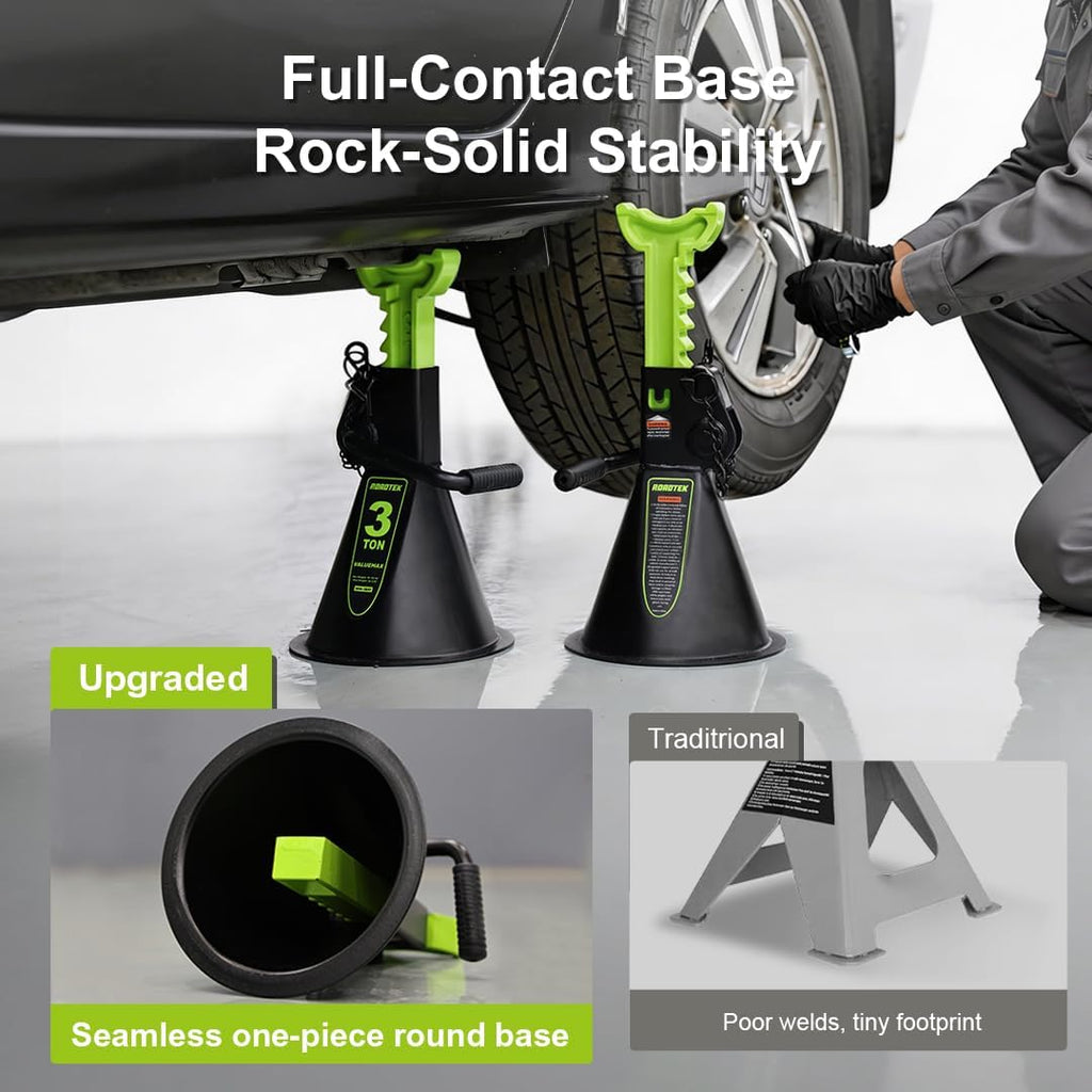 Jack Stands, 3 Ton (6,000 lbs) Heavy Duty Car Jack Stands with Seamless Round Steel Base, 10.8"-16.6" Adjustable with Double Locking, for Lifting SUV, Truck, and Car, 1 Pair