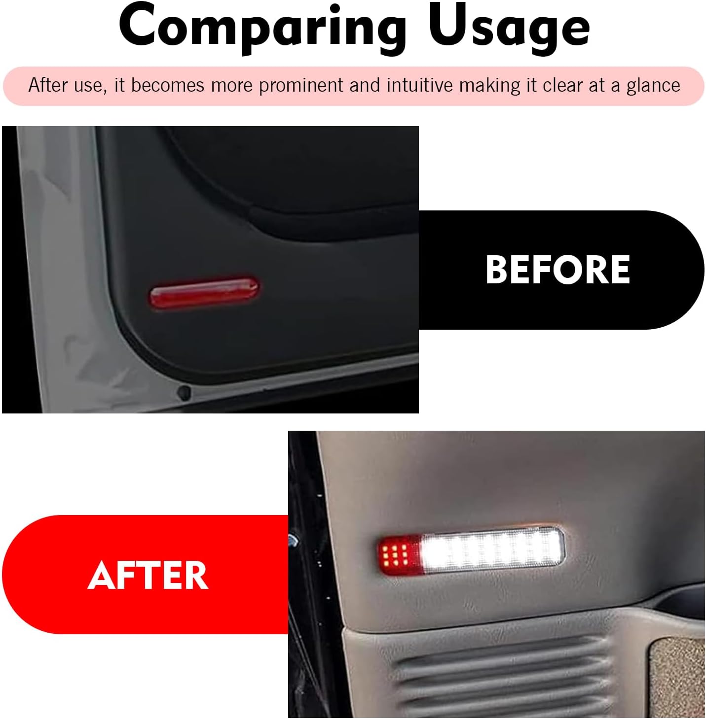 2 PCS Car Door Panel Lights, LED Interior Light, No Delay Safety Warning Reflector Lamp Assembly, Compatible with Saaban Tahoe Avalanche Chevy Silverado Yukon Escalade Hummer (White)