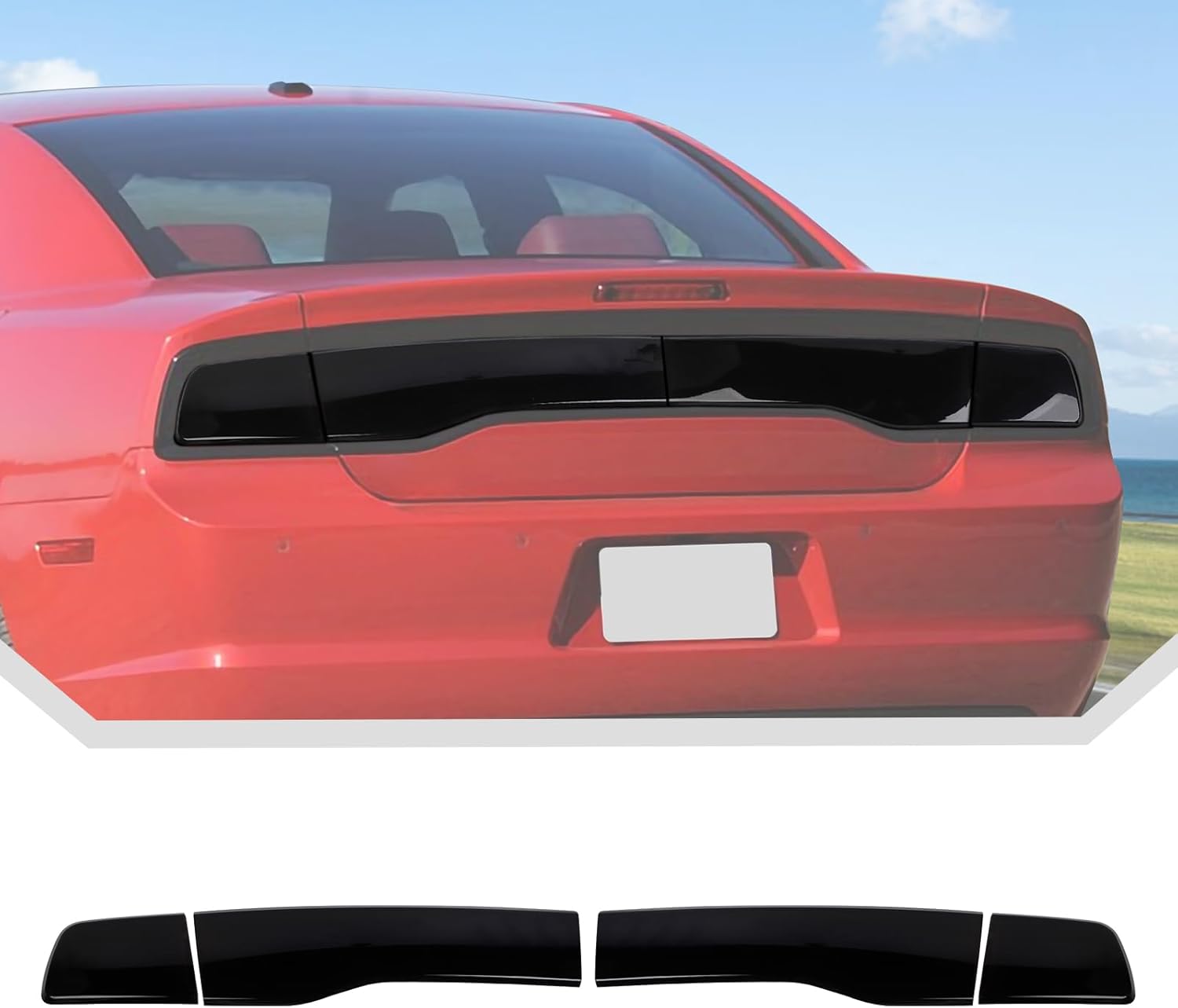 JeCar Tail Light Cover Smoked Tail Light Guard for 2011 2012 2013 2014 Dodge Charger Exterior Accessories