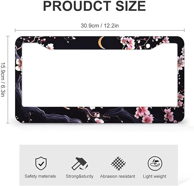 Flowers Plum Blossom Moon License Plate Frames - Image 2