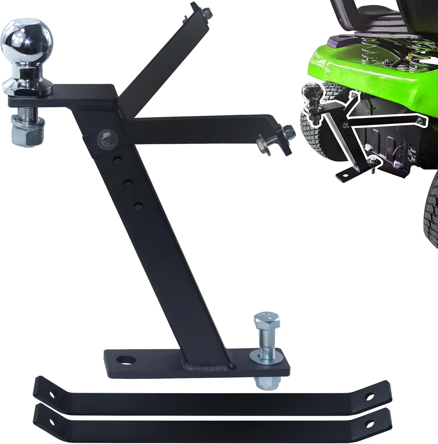 [Upgraded] Lawn Mower Trailer Towing Hitch, 2 Inch Diameter | Include Chrome Trailer Hitch Ball, 3,500 lbs, 3/4 x 2-Inch Shank for John Deere Cub Cadet Husqvarna Mowers