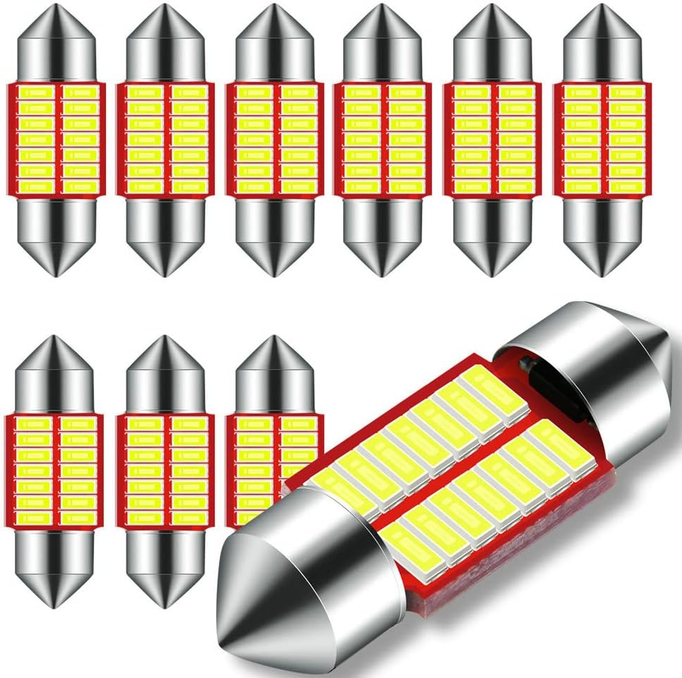 31MM Festoon DE3175 3175 LED Bulb for Car Interior Map Dome Light | Trunk Door Courtesy Footwell Light Super Bright 6000K White 10-Pack