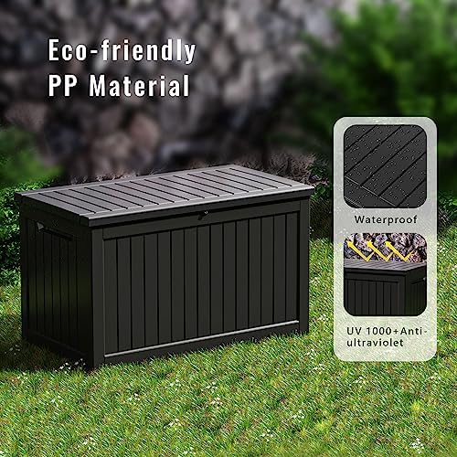 drato 280 gallon deck box, outdoor large waterproof, side view