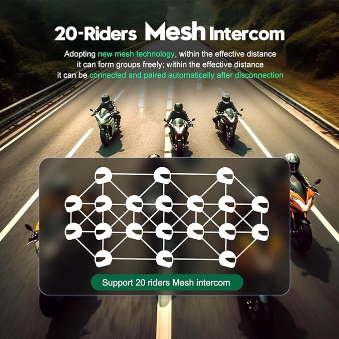 Motorcycle Bluetooth intercom MS20 2000m Helmet Intercom, 20 Riders Motorcycle - Image 8
