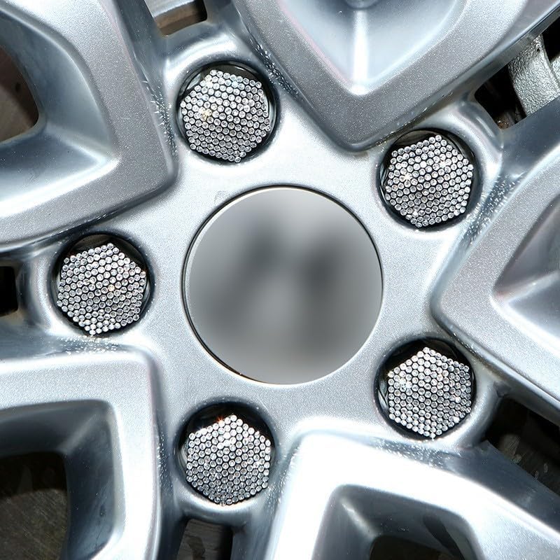 White Rhinestone Wheel Lug Nut Covers 17Mm, 20Pcs Plastic Bolt With Removal Tool For Car Truck SUV Wheels, Scratch-Proof Rust Resistant Decorative Trim