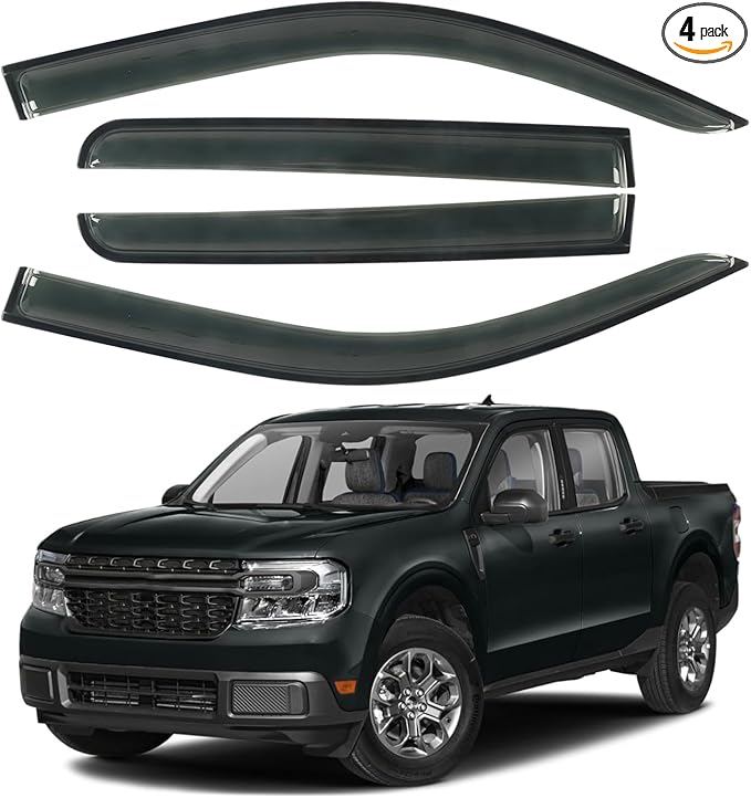 4PCS Window Rain Guards Fit for 2022 2023 2024 2025 Ford Maverick XL XLT Lariat by CHYKORLA