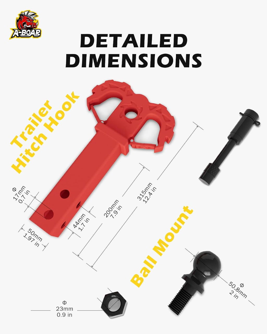 towing hitch step for 2" receivers, trailer hitch showing dimensions