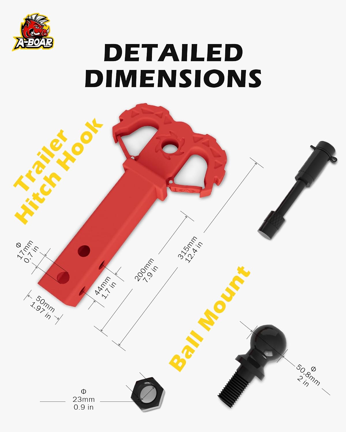 towing hitch step for 2" receivers, trailer hitch showing dimensions