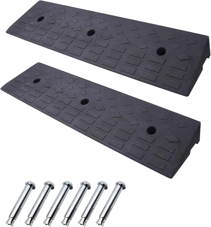 2 Pack 4'' Rise Rubber Curb Ramp Heavy Duty Loading Rubber Curb Ramps 22000lbs by METFUIN