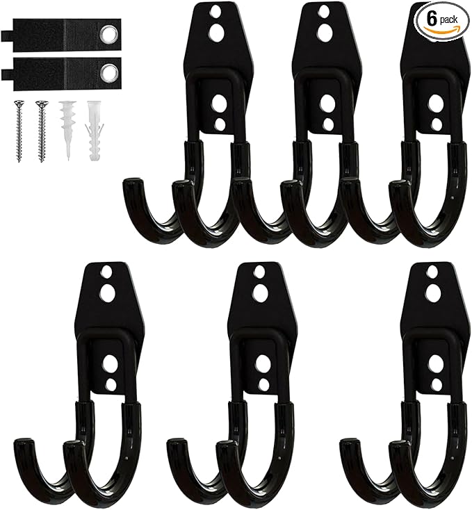 Garage Hooks, 6 Pack Small Round Wall Hooks by CRXCRC