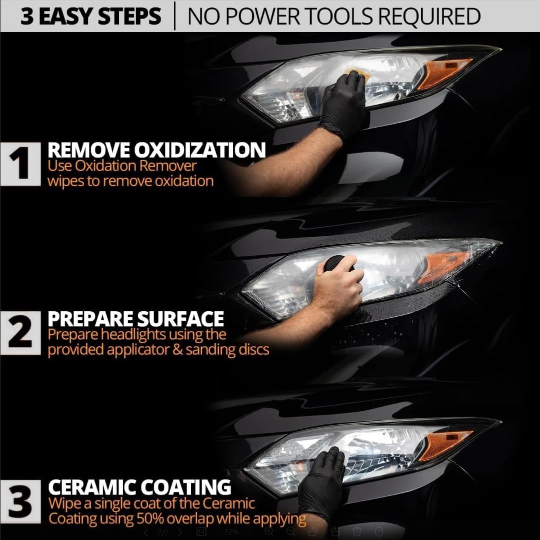 QIFOR Automotive Headlight Restoration kit - 6.76 fl oz | oxidized and yellowed automotive headlamps, blurring enhanced crystalline coating refurbisher