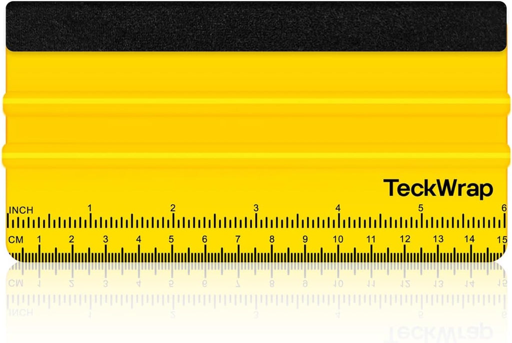 TECKWRAP Squeegee for Vinyl Felt Squeegee Scraper Tool for Decals, Inkjet Sticker Paper, and Wallpaper - 6"x2.9", Scratch-Free Application (Yellow)