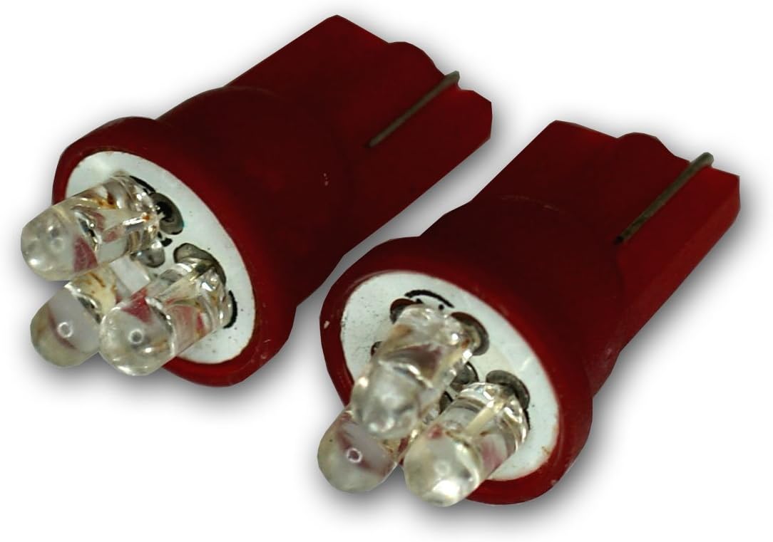 LEDUHL-T10-R3 Under Hood Light LED Light Bulbs T10 Wedge, 3 LED Red 2-pc Set