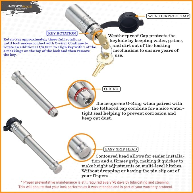 61450 | 2 Pack, Keyed Alike, Receiver Locks - Image 3