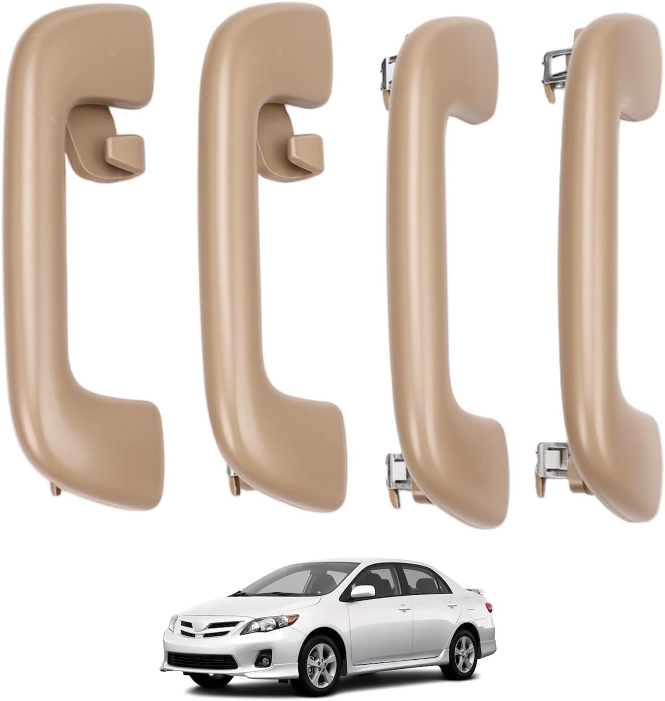 4Pc Beige Grab Roof Ceiling Pull Handles Fit for Corolla Rav4 Yaris 4Runner, Interior Grab Handles, Front ＆ Rear Driver Passenger Side, Replace#74610-52020 74683-8010