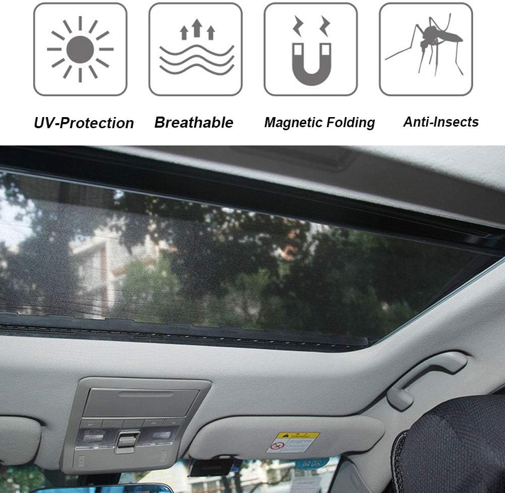 Magnetic Car Sunroof Sun Shade Breathable Mesh, Car roof Cover for Overnight Camping, Quick Install, UV Sun Protection for Moonroof and Side Window