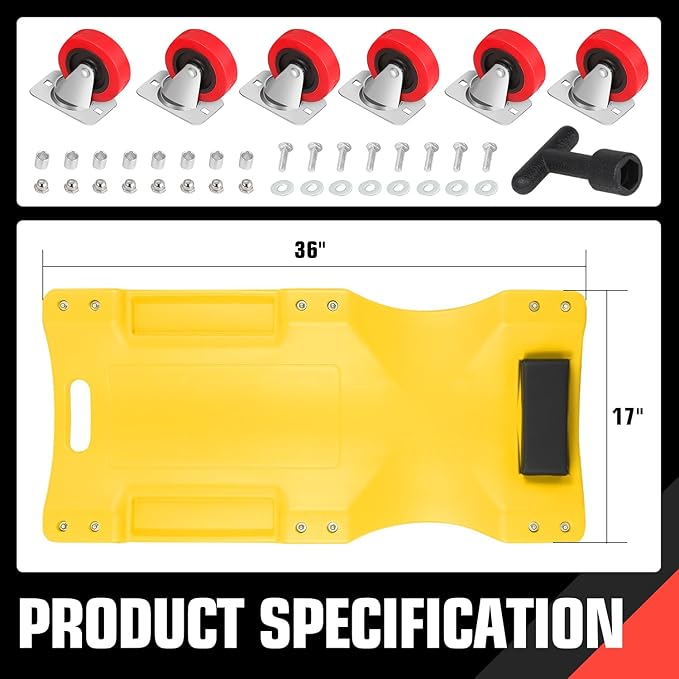 DNA MOTORING 36" L X 17" W x 4.25" H Vehicle Repair Low Profile Automotive - Image 2
