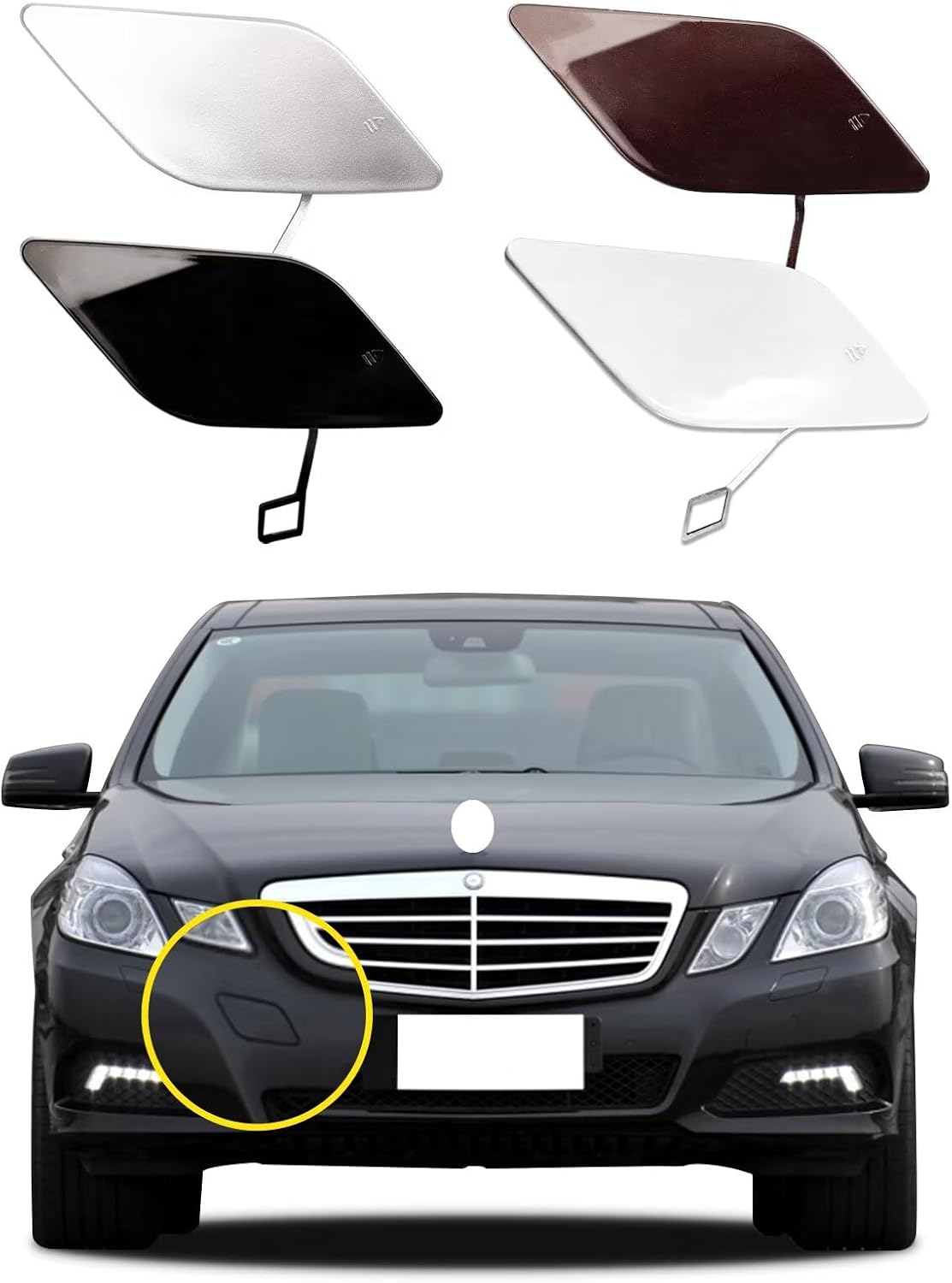 Car Front Bumper Tow Hook Cover Compatible with Mercedes Benz E-Class W212 E300 E350 E400 E550 2010 2011 2012 2013 Trailer Cover Cap A2128850126 2128850126 Tow Hook Cap Car Accessory White