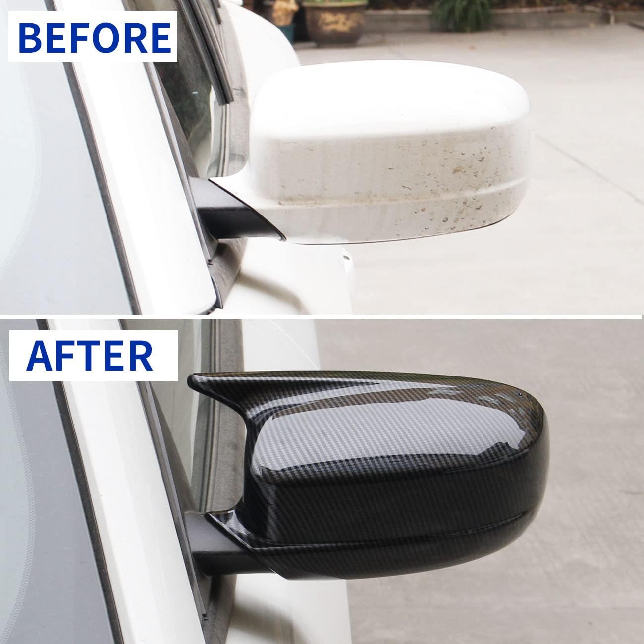 Crosselec Carbon Fiber Side Door Mirror Cover Molding Trim for Dodge Charger 2011-2021 (Carbon Fiber Pattern(Horn Style))
