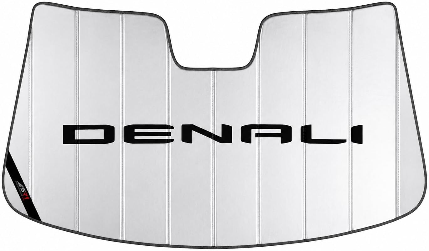 SR1 Performance USA GMC Sierra Denali Windshield Sunshade for 2019-2026 Sierra 1500, 2500HD, 3500HD Denali – Insulated Foldable Accordion Style Silver Custom Fit Sun Shade – Blocks UV Rays