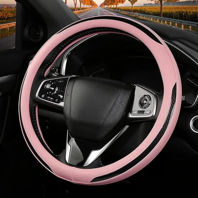 New Leather Car Steering Wheel Cover, Non-Slip Car Wheel Cover Protector - Image 3