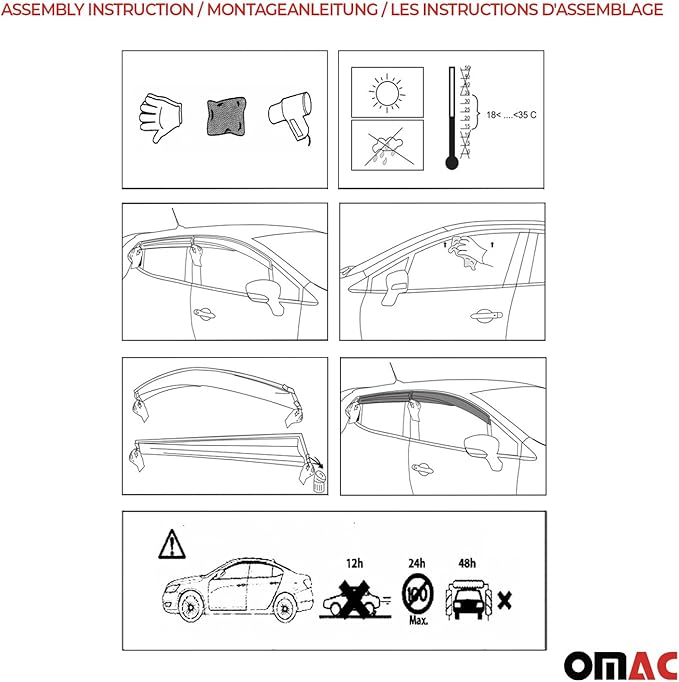 OMAC Window Visor Vent Rain Guard Deflector - Image 7