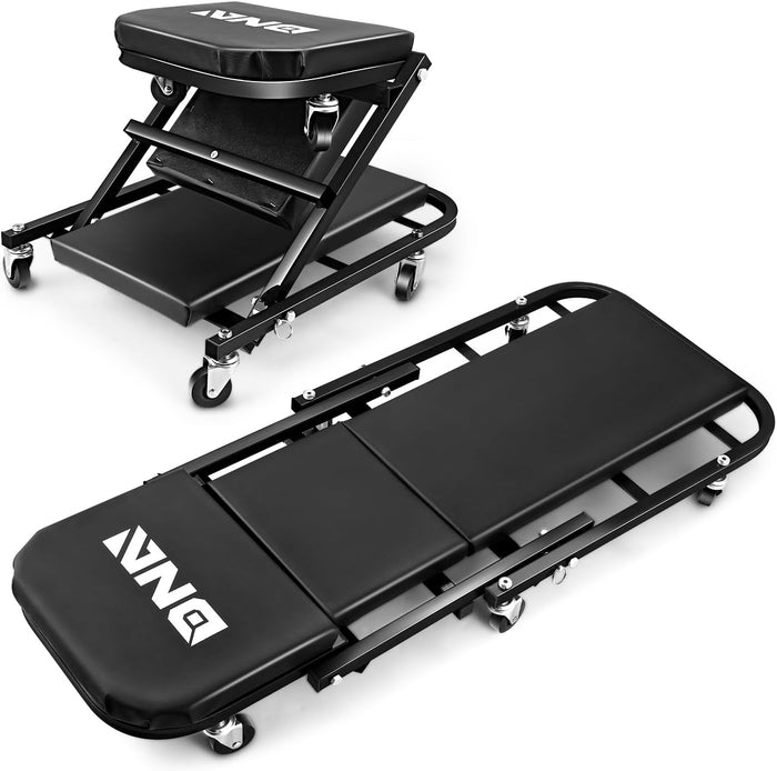 DNA MOTORING 40 Inches Folding 2 in 1 Rolling Z Creeper, Adjustable Roller (6 Pcs)
