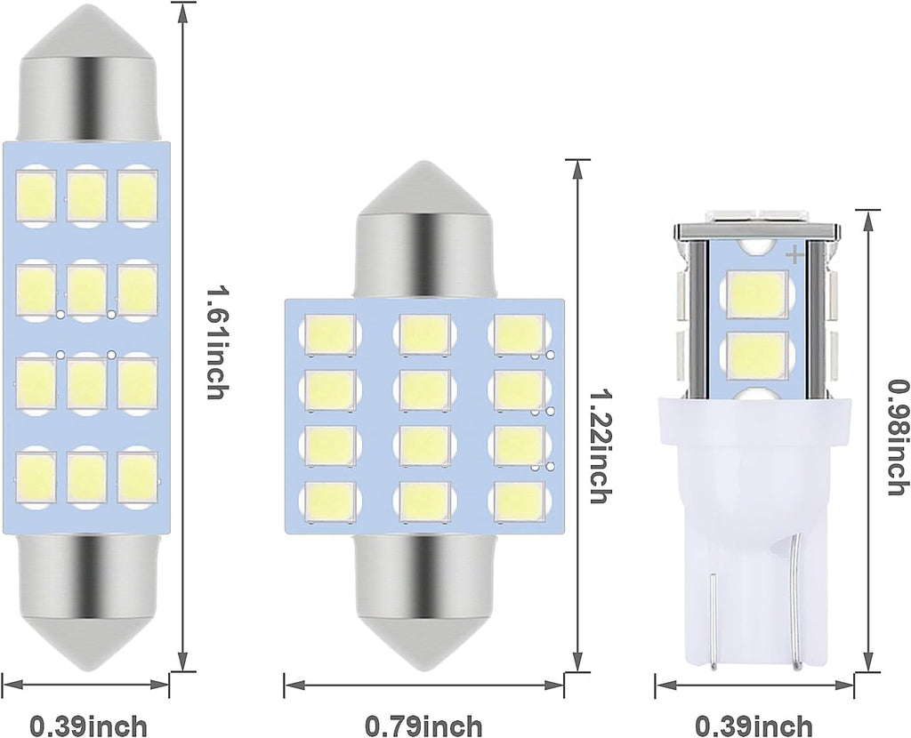 Kinstecks 24 Pieces Car LED Interior Bulb Kit Set Dome Light 194 T10 DE3175 578 31mm 42mm Bulbs Interior Replacement Lights with Acrowbar for Car Interior Door Courtesy Instrument Panel Side Lights