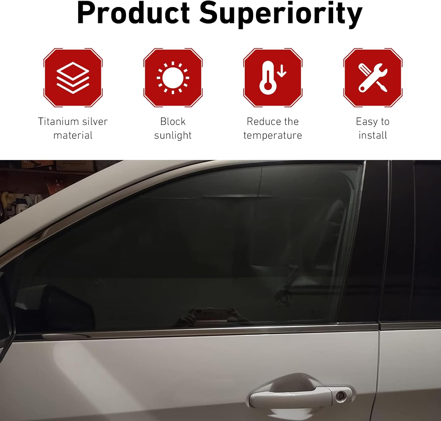 2 PCS Front Side Window Sunshade, Heat Light Absorbing Car Window Screen, Thickened Density Mesh Automotive Sunshades, Universal for Most Cars, Sedans (Black)