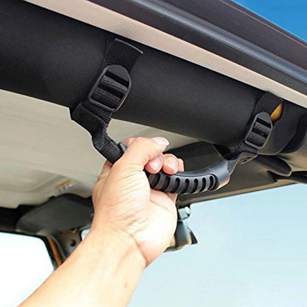 moveland 4 x Grab Handle Compatible with Roll Bar Grab Handles Jeep Wrangler YJ TJ JK JL Sports Sahara Freedom Rubicon X & Unlimited 1955-2023 (Black)