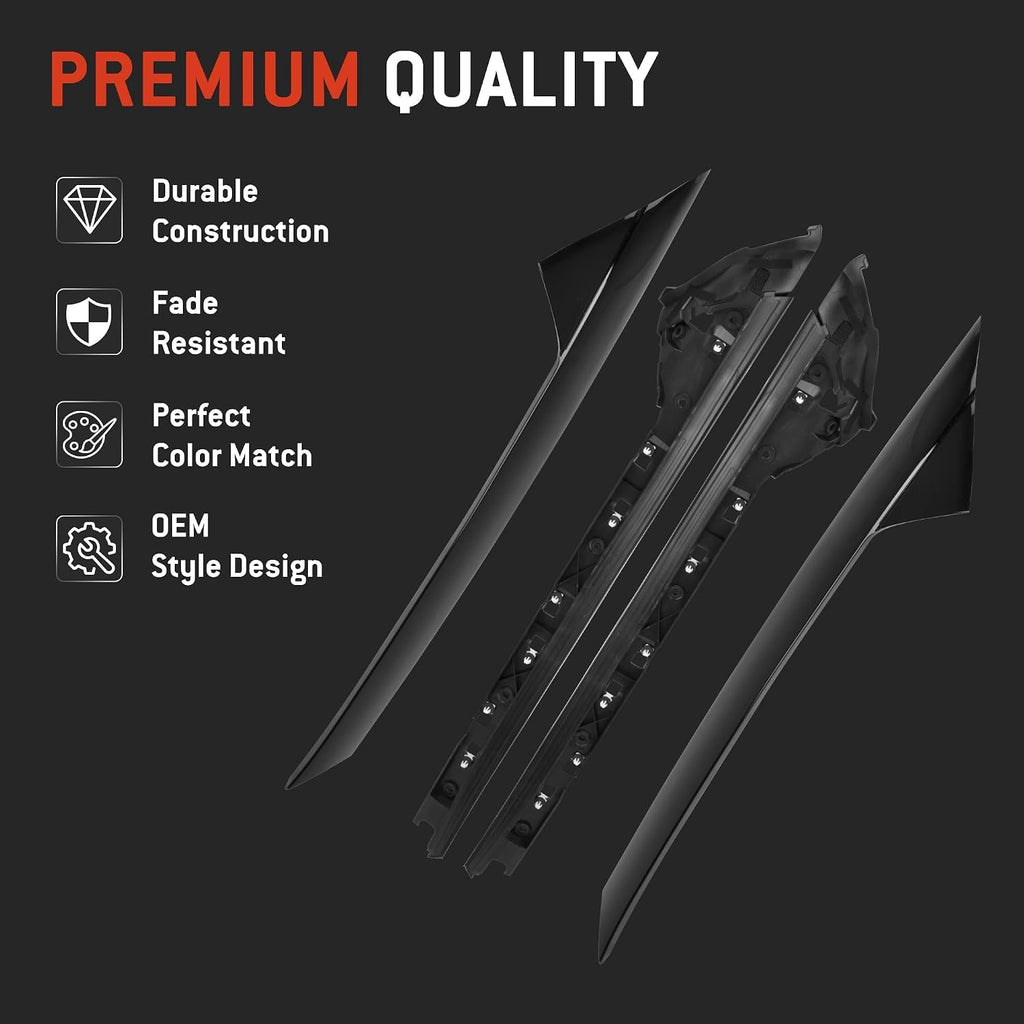 HYR A-Pillar Windshield Trim Molding Set Fit for Ford Explorer 2011-2019, Driver Left & Passenger Right Side, Outer & Inner, 926-450 926-451 BB5Z7803145AA BB5Z7803144AA BB5Z7803137AA BB5Z7803136AA