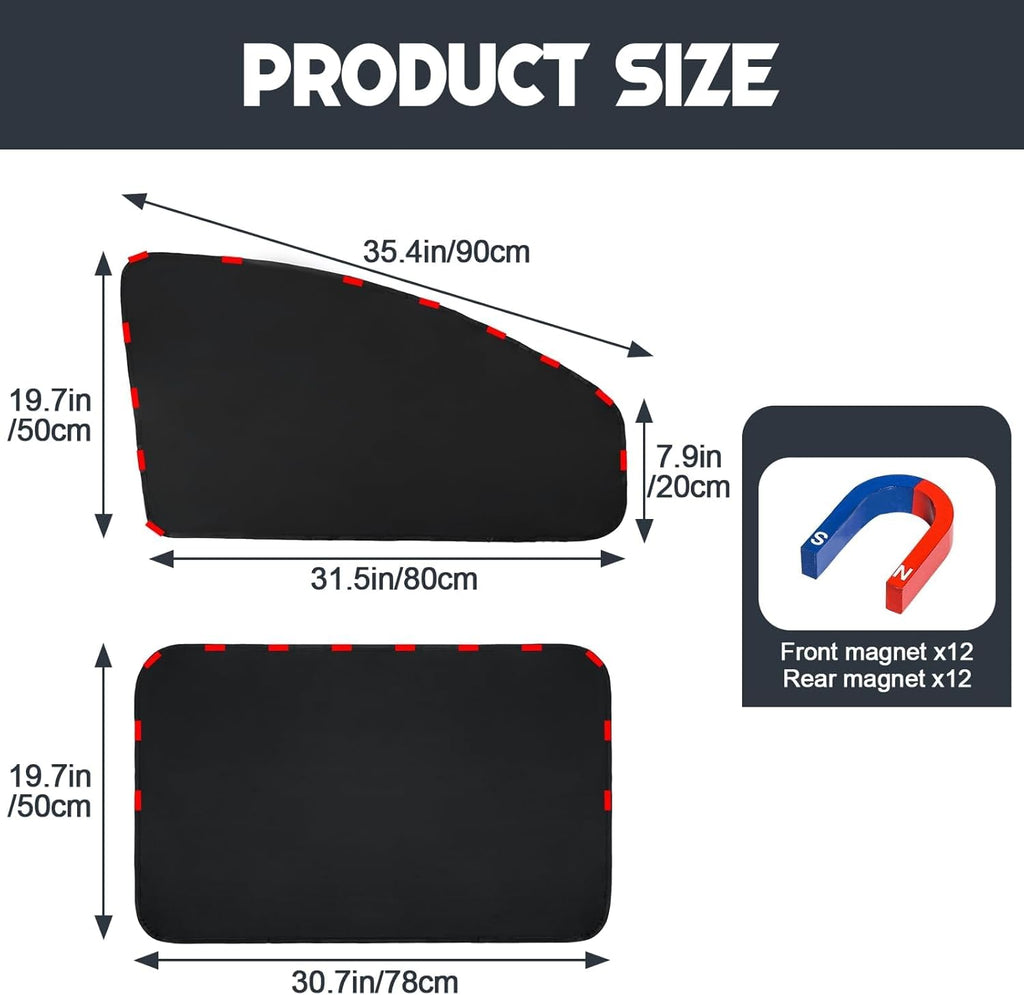 4 Pcs Car Side Window Sun Shade Blocker Cover for 2007-2013 Chevy Silverado, Automobile Interior Privacy Screen Shield Vehicle Sunvisor Insert Pad,Black